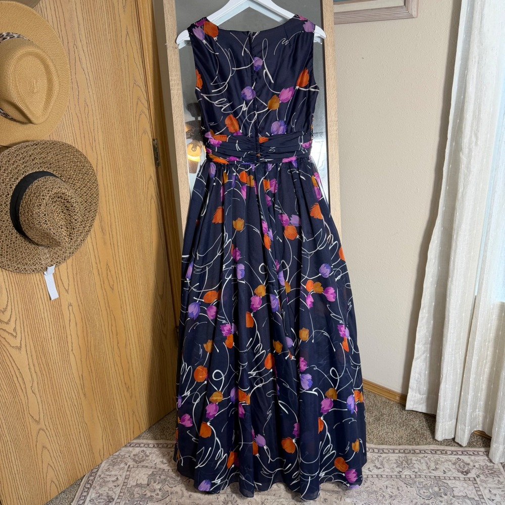 Vintage Miss Elliette California Maxi Dress Size 12 Floral Formal Evening Gown